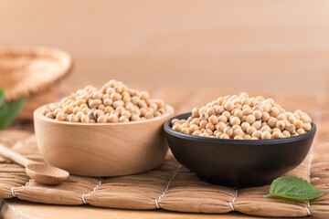 Soybean seeds in a bowl, Healthy food