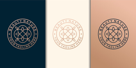 set of beauty nature logo badge. suitable for spa, salon, skin hair, beauty, boutique and cosmetic, company,badge. Premium Vector