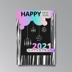 2021 happy new year invation luxury tempate, shiny glitch holograpic creative design