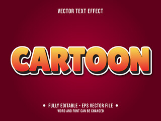 Editable text effect - cartoon red and orange gradient color modern style	
