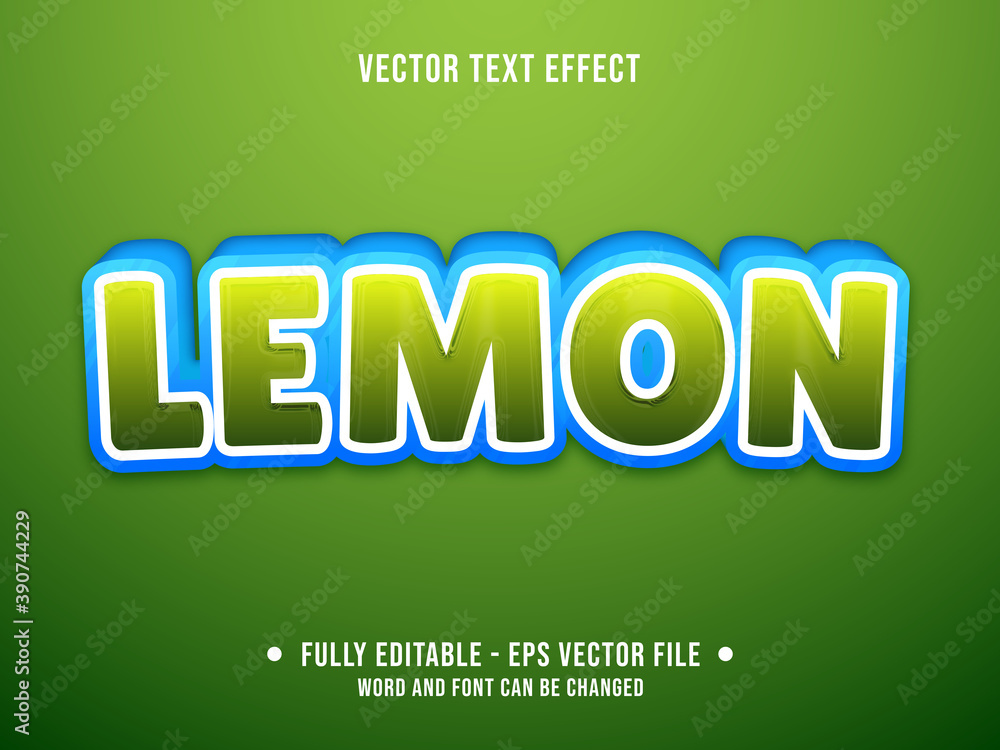 Sticker editable text effect - lemon green and blue gradient color modern style