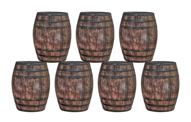 brown oak barrel in two rows pattern design winemaking