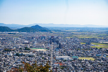 滋賀県　八幡山から見た近江八幡の街並み