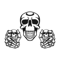 skull with skull in both hands
