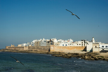 The view of Essaouira city on a sunny day
