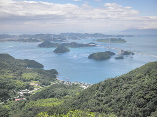 亀老山の展望公園から望む瀬戸内の海と島々