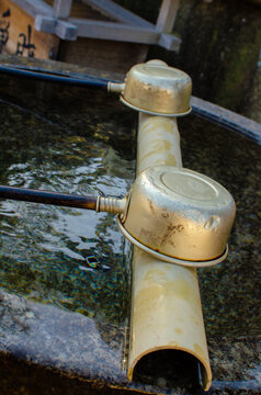 Chozuya purification fountain and ladles