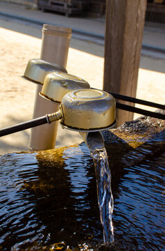 Chozuya purification fountain and ladles