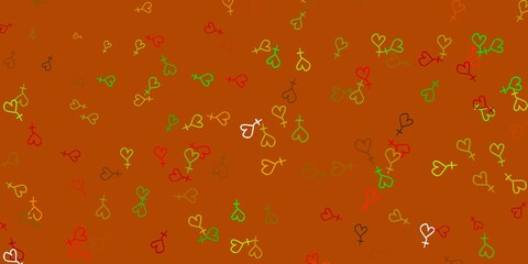 Light Green, Red vector background with woman symbols.