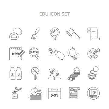 Lucky line icons related to entrance examinations and customs related to entrance examinations in Korea.
