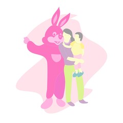 Illustration vector graphic of mother, child and clown