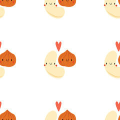 Kawaii Cartoon Hazelnut and Cashew.