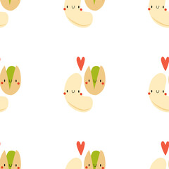 Kawaii Cartoon Pistachio and Cashew. 