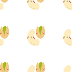 Kawaii Cartoon Pistachio and Cashew. 