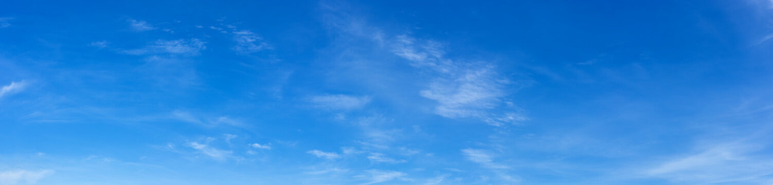 Panorama blue sky with tiny clouds.