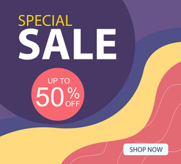 Special Sale up to 50% off Shop Now Label Tag Vector Template Design Illustration