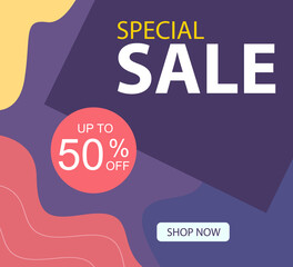 Special Sale up to 50% off Shop Now Label Tag Vector Template Design Illustration