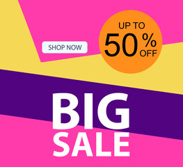 Big Sale up to 50% off Shop Now Label Tag Vector Template Design Illustration