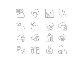 Cloud Computing Icon Set with All Subjects That Represent It