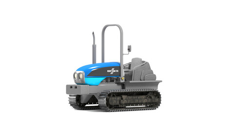 Tracked working machine. White background 3d render.