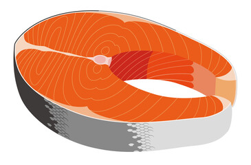 Salmon steak against white background
