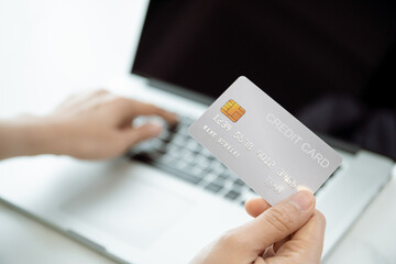 Online shopping and secure online payment concept.