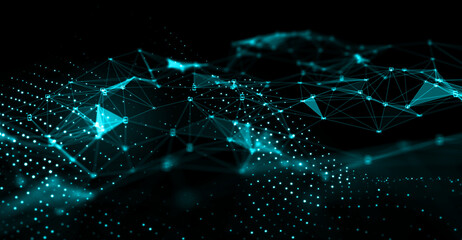 Abstract futuristic - technology with polygonal shapes on dark background. Design digital technology concept. 3d illustration