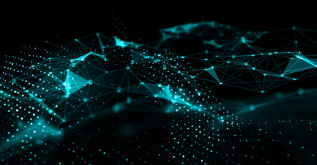 Abstract futuristic - technology with polygonal shapes on dark background. Design digital technology concept. 3d illustration