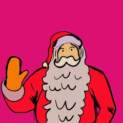 赤い服を着た愉快なサンタクロースのイラスト