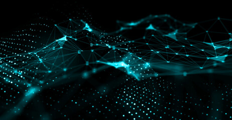 Abstract futuristic - technology with polygonal shapes on dark background. Design digital technology concept. 3d illustration