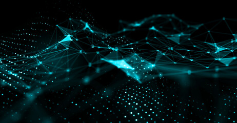 Abstract futuristic - technology with polygonal shapes on dark background. Design digital technology concept. 3d illustration