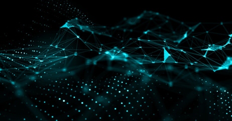 Abstract futuristic - technology with polygonal shapes on dark background. Design digital technology concept. 3d illustration