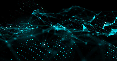 Abstract futuristic - technology with polygonal shapes on dark background. Design digital technology concept. 3d illustration