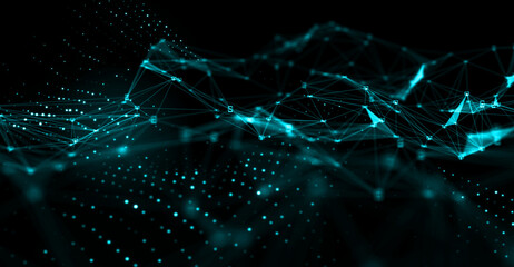 Abstract futuristic - technology with polygonal shapes on dark background. Design digital technology concept. 3d illustration