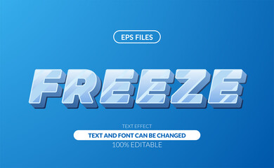 ice frost freeze glass 3d white sans serif editable text effect. eps vector file