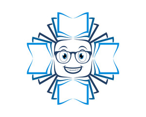 Circular book with smiling bookworm