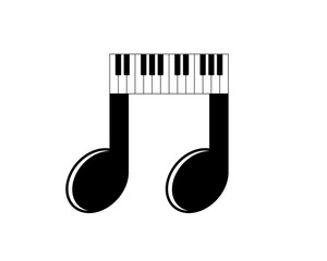 Combination piano with music note