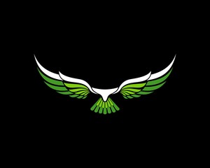 Abstract flying eagle with green and white colors