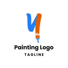 Letter Y Initial with paint brush icon for paint and decoration business logo concept vector template