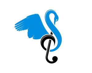 Combination G clef music with swan
