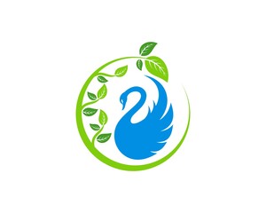 Circular nature leaf and simple swan
