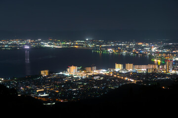 京都　比叡山から望む琵琶湖　夜景大津市　2020年10月