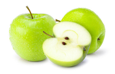 Green apple on white.