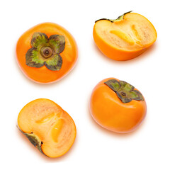 Persimmon fruits isolated on white background. 