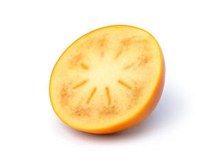 Persimmon fruit slice on white.