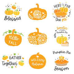 Happy Thanksgiving card set with pumpkin pie quote
