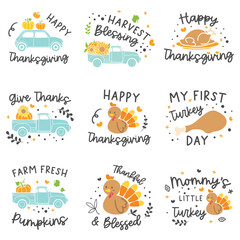 Happy Thanksgiving card set with pumpkin pie quote