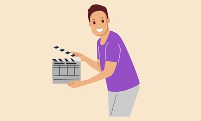 Movie film director holding up a clapboard