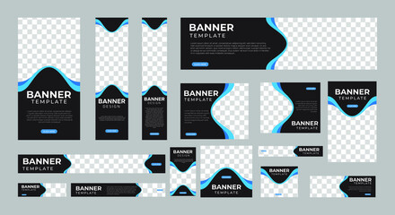 set of creative web banners of standard size with a place for photos. Vertical, horizontal and square template. vector illustration EPS 10