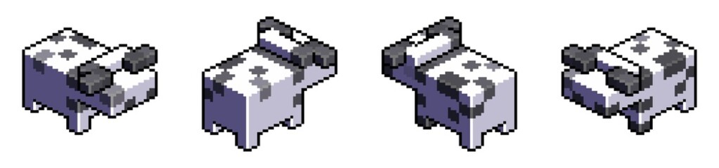 Fototapeta premium 牛（ホルスタイン、白黒）のドット絵です。年賀状などにどうぞ。